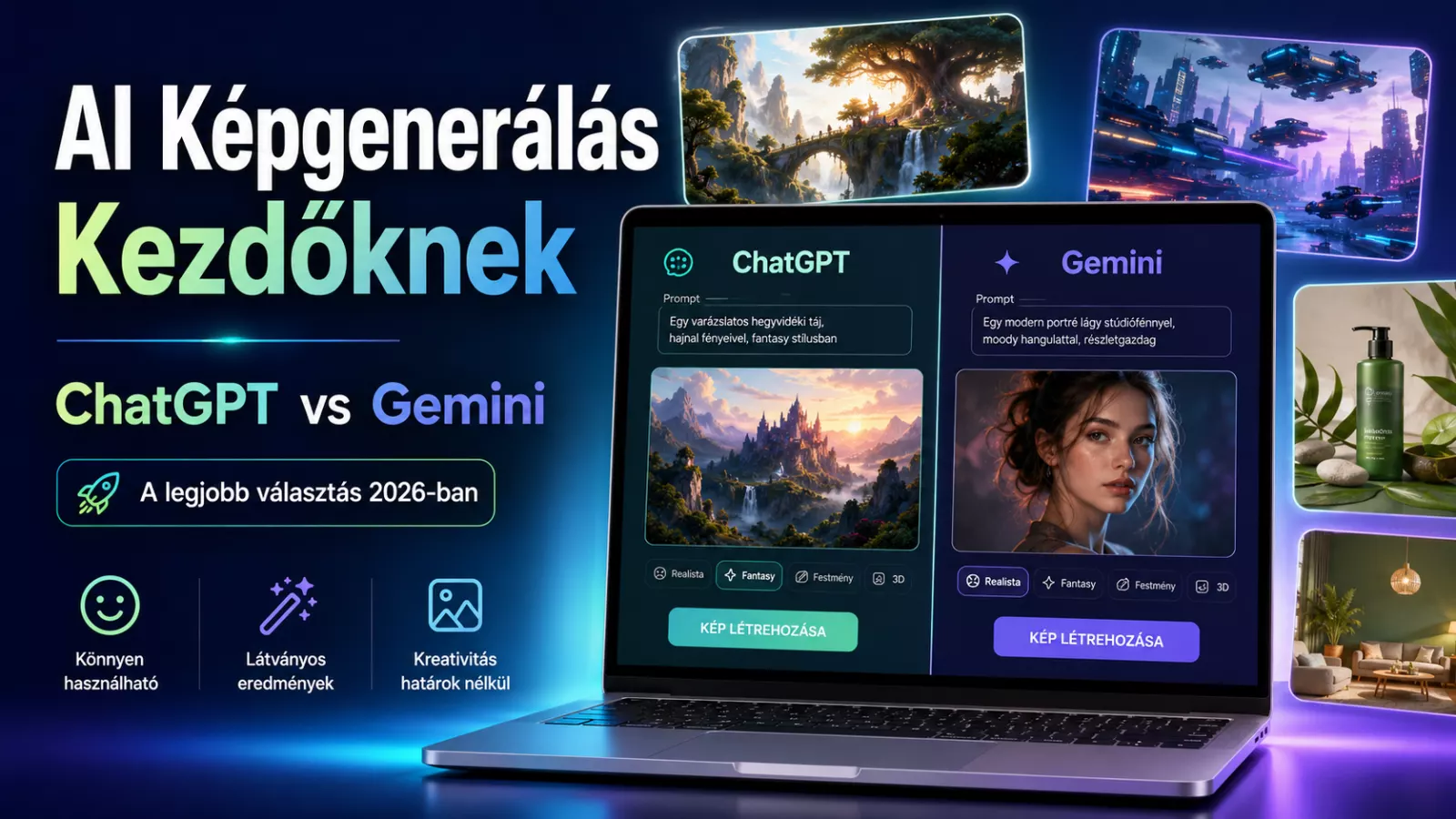 AI Képgenerálás Kezdőknek: ChatGPT vs Gemini vs a Legjobb Választás 2025-ben