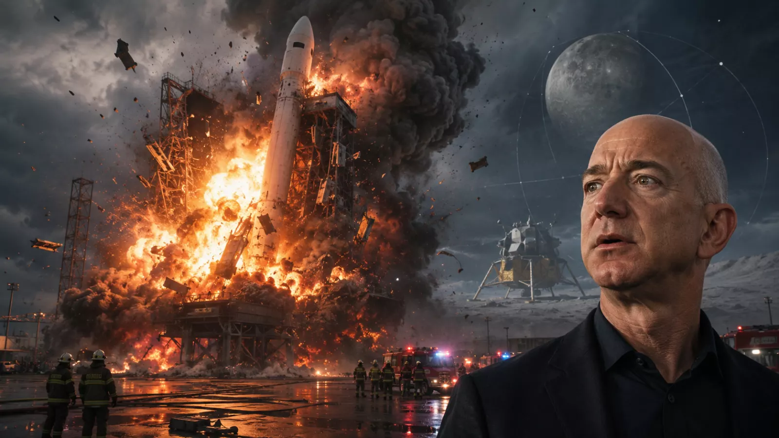 Felrobbant Jeff Bezos rakétája a kilövőpadon — és ez az egész Holdra-szállási program jövőjét veszélybe sodorja